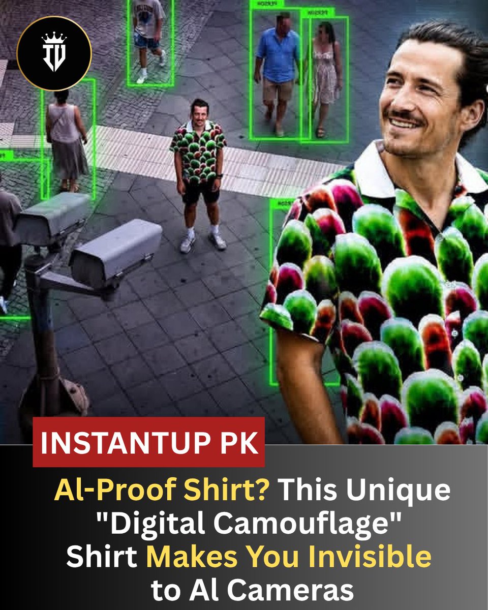 Instantup0's tweet photo. AI cameras confused by a “Digital Camouflage” shirt. 👕🤖
#AI #ArtificialIntelligence #DigitalCamouflage #AlTechnology #Surveillance #Privacy #TechNews
#Innovation #FutureTech #AIResearch https://t.co/Lz34ERWrVi