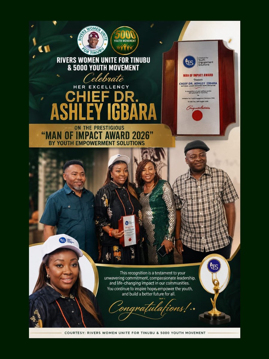 ashley_igbara's tweet photo. This recognition is more than an award it is a reminder that service to humanity, compassion, youth empowerment, and meaningful community impact are responsibilities we must continue to uphold.
#AshleyIgbara #WomanOfImpact #Impact2026 #YouthEmpowerment #RIWUT https://t.co/PmNuOmmEyL