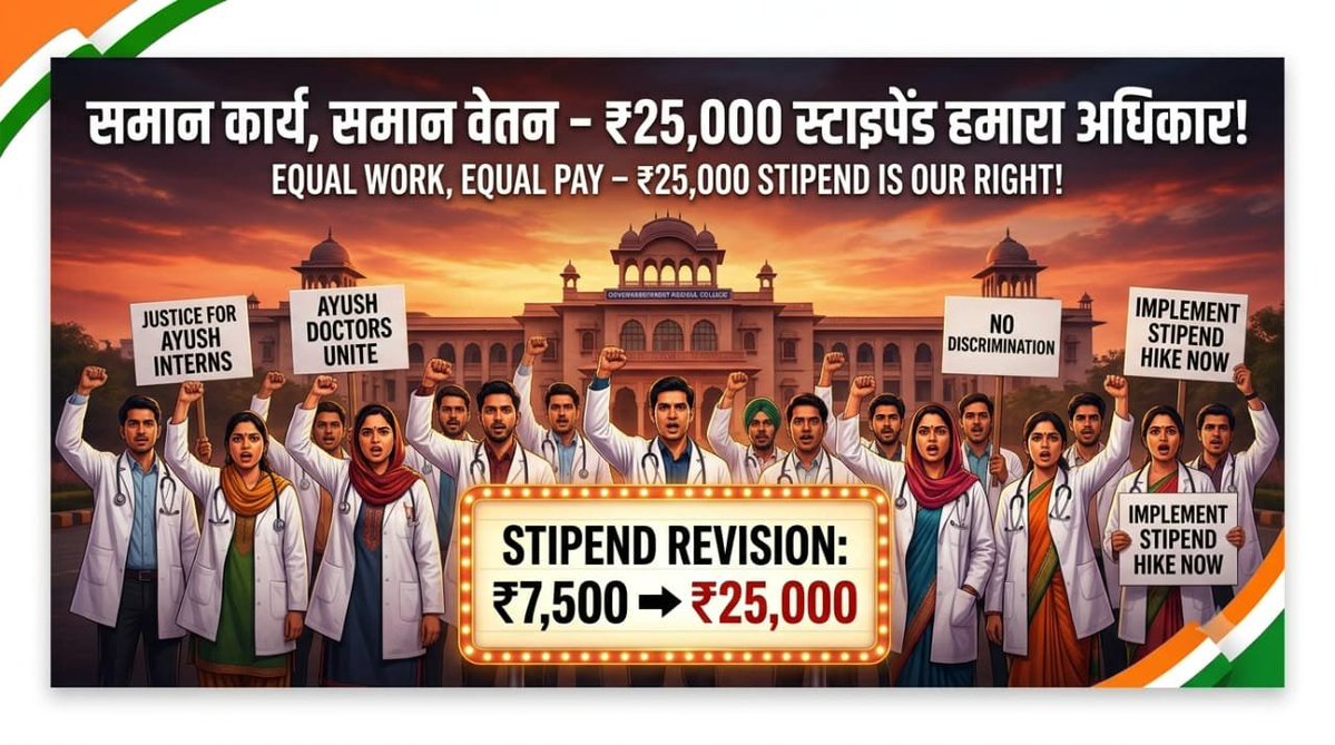 ssvchandra's tweet photo. Equal Work, Equal Pay is law. UP paying AYUSH ₹7.5K vs MBBS ₹25K is clear discrimination. We demand ₹25K!
@ayushupdept
@dayalugurubjp @SureshKKhanna @CMOfficeUP @brajeshpathakup
@upayushdept @moayush
#25kforAYUSH 
#hikeAYUSHstipend 
#AYUSHInternsUP https://t.co/lDiyiZGMHD