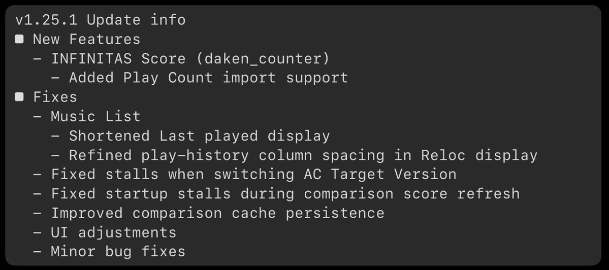 flx_opus's tweet photo. TrackBrowser v1.25.1 Update information https://t.co/FHixkM8Yk9