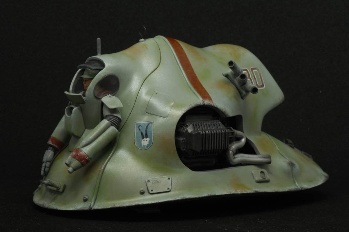 hidesque's tweet photo. ◾️Guernica (ゲルニカ)製作メモ
誠MODELSさんの好デザイン機シュネッケ、その名にちなんだ目玉出しです
美しいボディ曲面との両立を目指し昭和キッズの大好物リトラクタブルライトにしてみました
以下続きます
1.外装
2.電飾
3.塗装
4.ウェザリング
5.後記
#マシーネンクリーガー
#Mak
#ガレージキット https://t.co/oLGS45bn8o