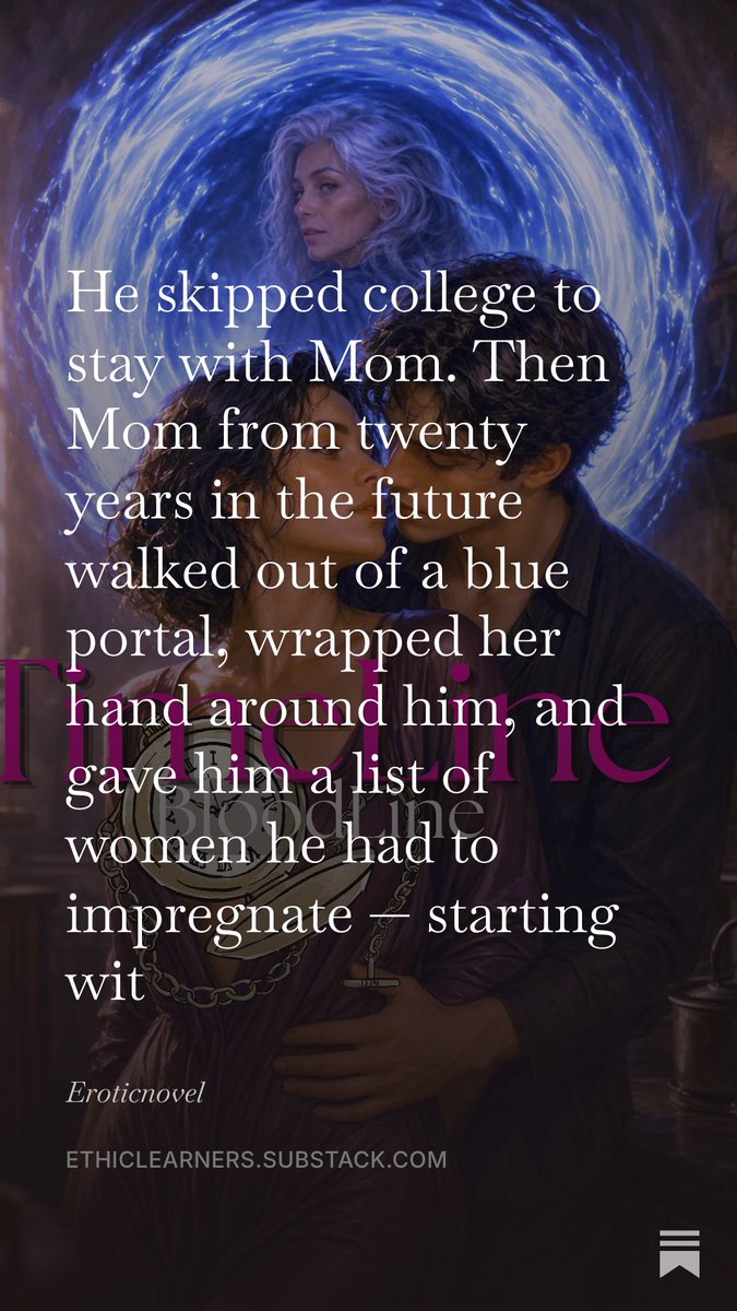 Laxu_00's tweet photo. Adam gave up college to stay beside his mother. He never told her why. Then a woman who looks exactly like Beth — twenty years older — steps out of thin air and hands him a watch, a list of names, and one rule: fix the timeline by giving those women a child. The last name on the list is the woman sleeping down the hall. What begins as secret missions becomes the life they were always going to live.

read: https://t.co/8hBosLAt2N