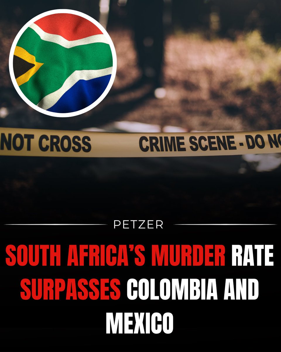 petzernet's tweet photo. 🇿🇦 South Africa’s murder rate is 36 per 100,000 people.

That is higher than Colombia at 25 and Mexico at 17.

In Khayelitsha, the rate is reportedly 119 per 100,000 — a level comparable to war-zone conditions.

Cape Town is around 69 per 100,000, while violence linked to organised crime remains extremely high.

@Petzernet