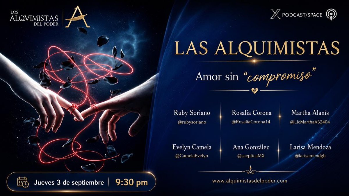 rubysoriano's tweet photo. 🎙️Hoy es jueves de la #AgendaEmocional con todo nuestro panel de #MujeresPoderosas #LasAlquimistas
🎙️Todos invitados a las 9:30 pm para abrir conversación, por ahí nos escuchamos !
@rubysoriano @larisamengh @CamelaEvelyn @scepticaMX @LicMarthaA32404 @RosaliaCorona14 
https://t.co/I44HIMdxT6