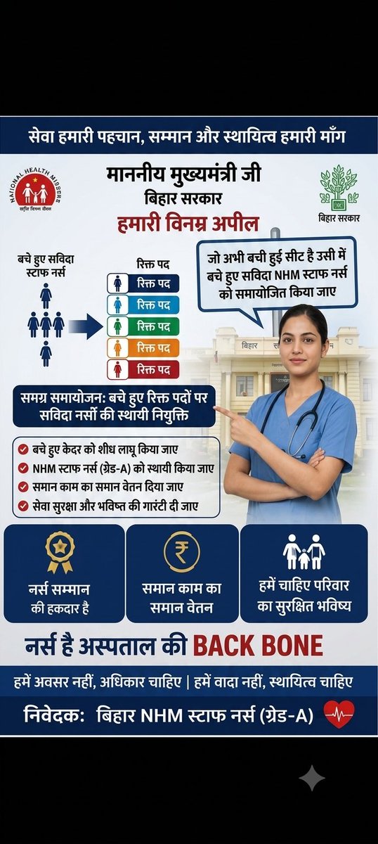Dk8886745237258's tweet photo. हम सभी nhm स्टाफ नर्स का भी भविष्य के बारे में सोचा जाय हम लोग की भी फैमिली हैं उनकी भी भविष्य के बारे में सोचा जाय मेरी यही रिक्वेस्ट है सभी माननीय मुख्यमंत्री और मंत्री से की स्टाफ नर्स के बारे अभी जो स्टाफ नर्स की रिजल्ट आया है उसमें कुछ सीट बची हुई है उसी सीट पर हम लोगको लिए https://t.co/eqj3UTpyz5