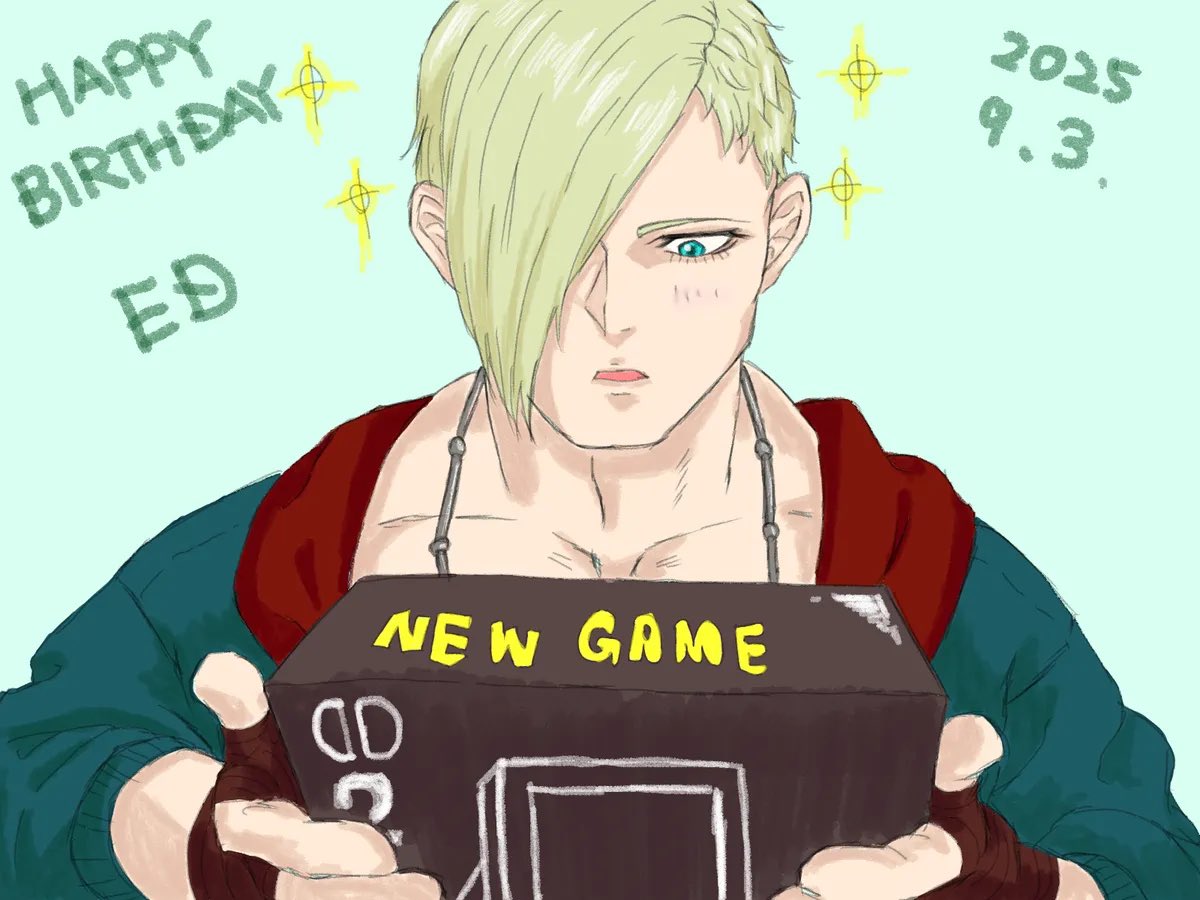 krkn_mnj0141's tweet photo. エドぴ誕生日ということでまたまた過去絵を……。
エドぴ誕生日おめでとう〜！🎮🎁🎂 https://t.co/Q62YSrEJ5l