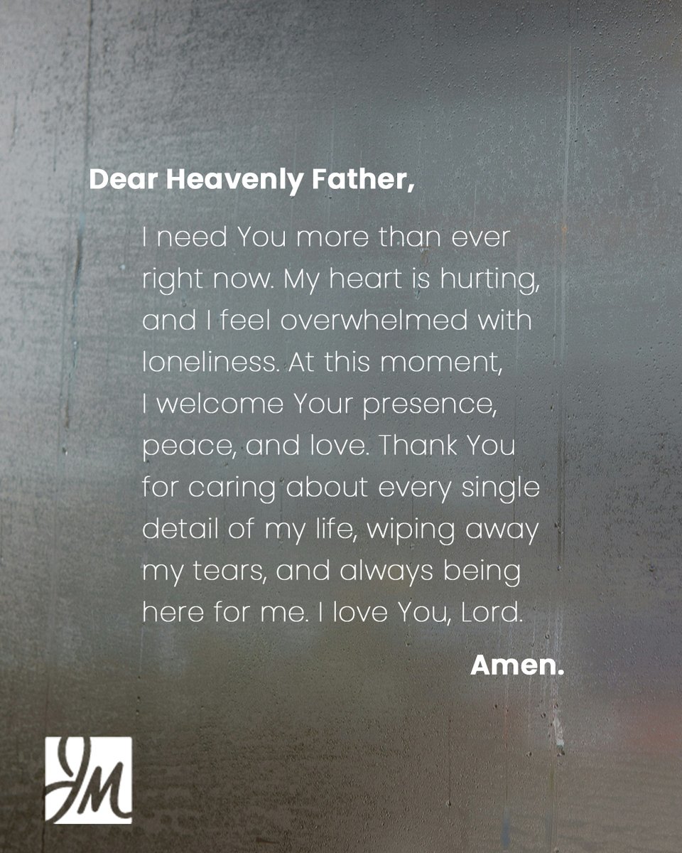 JoyceMeyer's tweet photo. If your heart is heavy today, let this prayer be yours. You are never alone, He sees you and He's right there with you.

Take a moment with Him today! https://t.co/UnSc8PTkZr