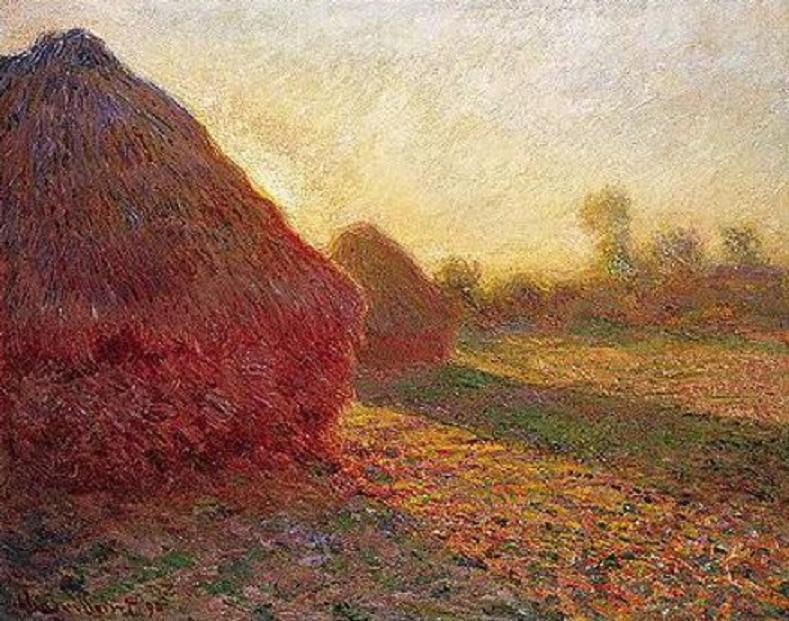 artistmonet's tweet photo. Millstones, the last rays of the sun - 1890 #artbots #monet https://t.co/BjMFeoMWk5