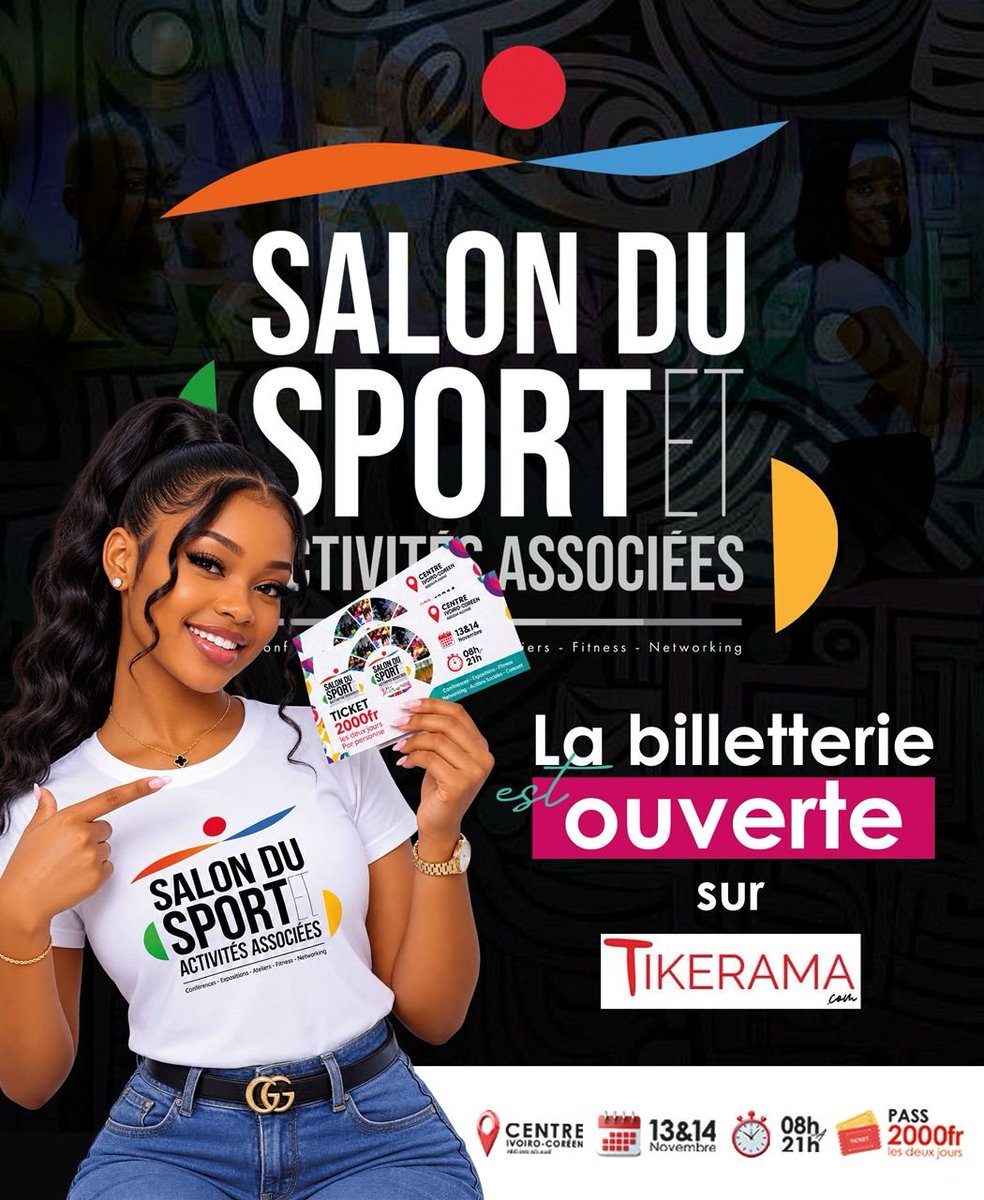 SS2A2026's tweet photo. 🎟️ LA BILLETTERIE EST OUVERTE !
Cette 2e édition vous promet du lourd !!!
🎫 Pass 2 jours : 2000 FCFA
👉 Réservez dès maintenant sur https://t.co/igakPHQz4S
📞 Infos : 07 88 64 75 00 / 07 99 45 42 04
On vous attend nombreux ! 🔥
#SalonDuSport #Abidjan #SportIvoirien #Tikerama https://t.co/5XRdZajGC4