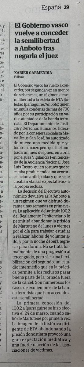 nereaalzola's tweet photo. ❌María Jesús San José, consejera del gobierno vasco SOCIALISTA vuelve a liberar por segunda vez a la etarra Soledad Iparraguirre “Amboto”, tras haberla  devuelto a la cárcel el juez de la Audiencia Nacional la primera vez que la excarceló.

El psoe paga sus deudas a ETA además de a Marruecos.