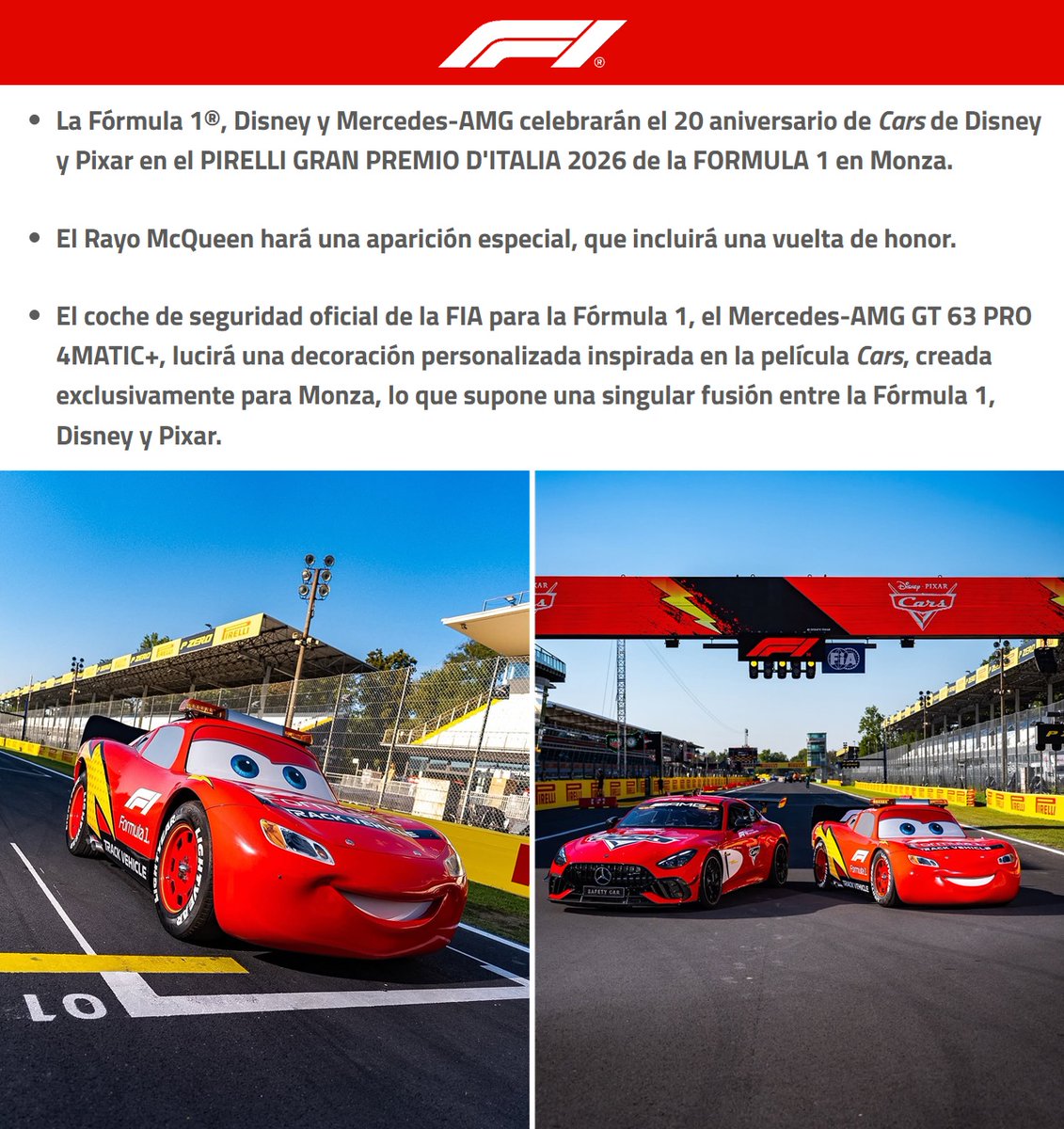 porquetendencia's tweet photo. "Rayo McQueen":
Por la celebración de los 20 años de #Cars en el #ItalianGP de la Formula 1 https://t.co/Vy8BPy14zs