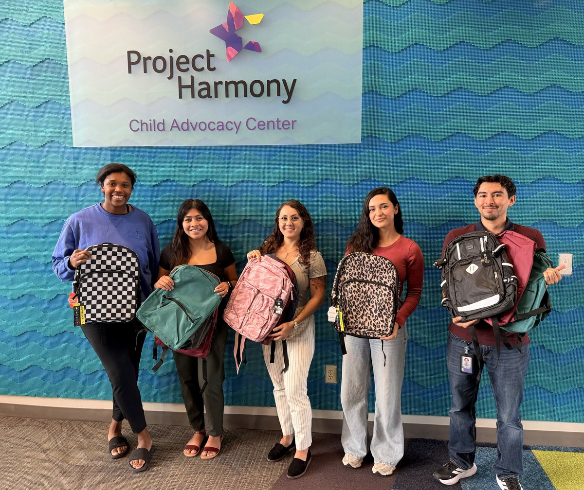 ProjAssistInc's tweet photo. Here are members of the @ProjectHarmony2 Anti-Trafficking Team showing off just a few of the backpacks we were able to donate. We’re incredibly grateful for everyone who helped us make a difference in the lives of kids across our community. This is what giving back is all about. https://t.co/nSjQ6OTI7G