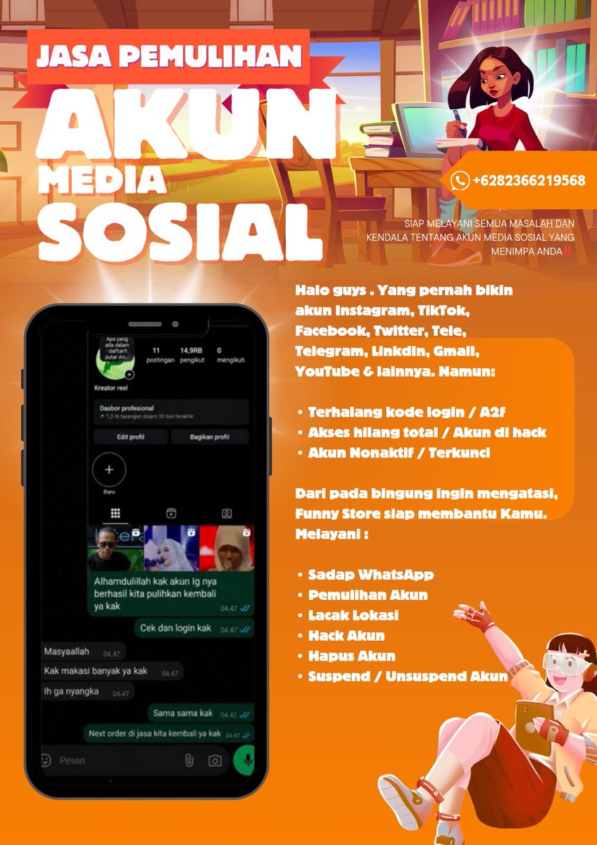 pulzih's tweet photo. Open Jasa Pemulihan akun, Lacak lokasi, Hapus akun, Sadap WhatsApp, Hack akun, Unsuspend &amp; Suspend akun…

Instagram, WhatsApp, Twitter / X , Facebook,Tiktok,Linkedln, Gmail,YouTube, Line, Telegram all sosmed &amp; lainnya…

more info / konsultasi by wa di bio ya..✅ https://t.co/ZvBYe60tnt