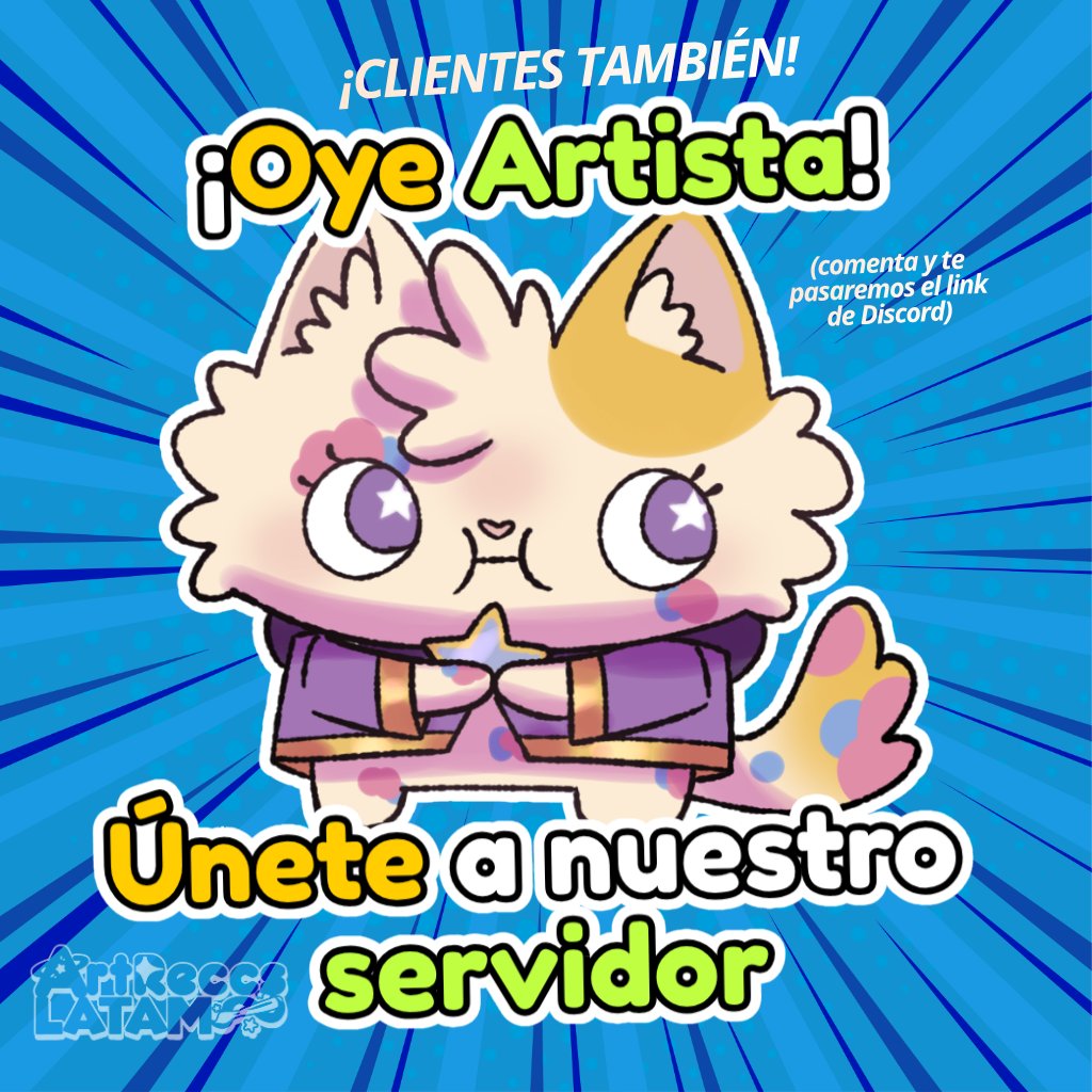 ArtReccsLATAM's tweet photo. 🗣️OYE ARTISTA: ÚNETE A NUESTRO SERVIDOR

¿Buscas un lugar en donde compartir tu trabajo? ¿Eres cliente y buscas comisionar artistas? Este es el lugar indicado.

⬇️Deja un comentario y te estaremos pasando el link al privado.