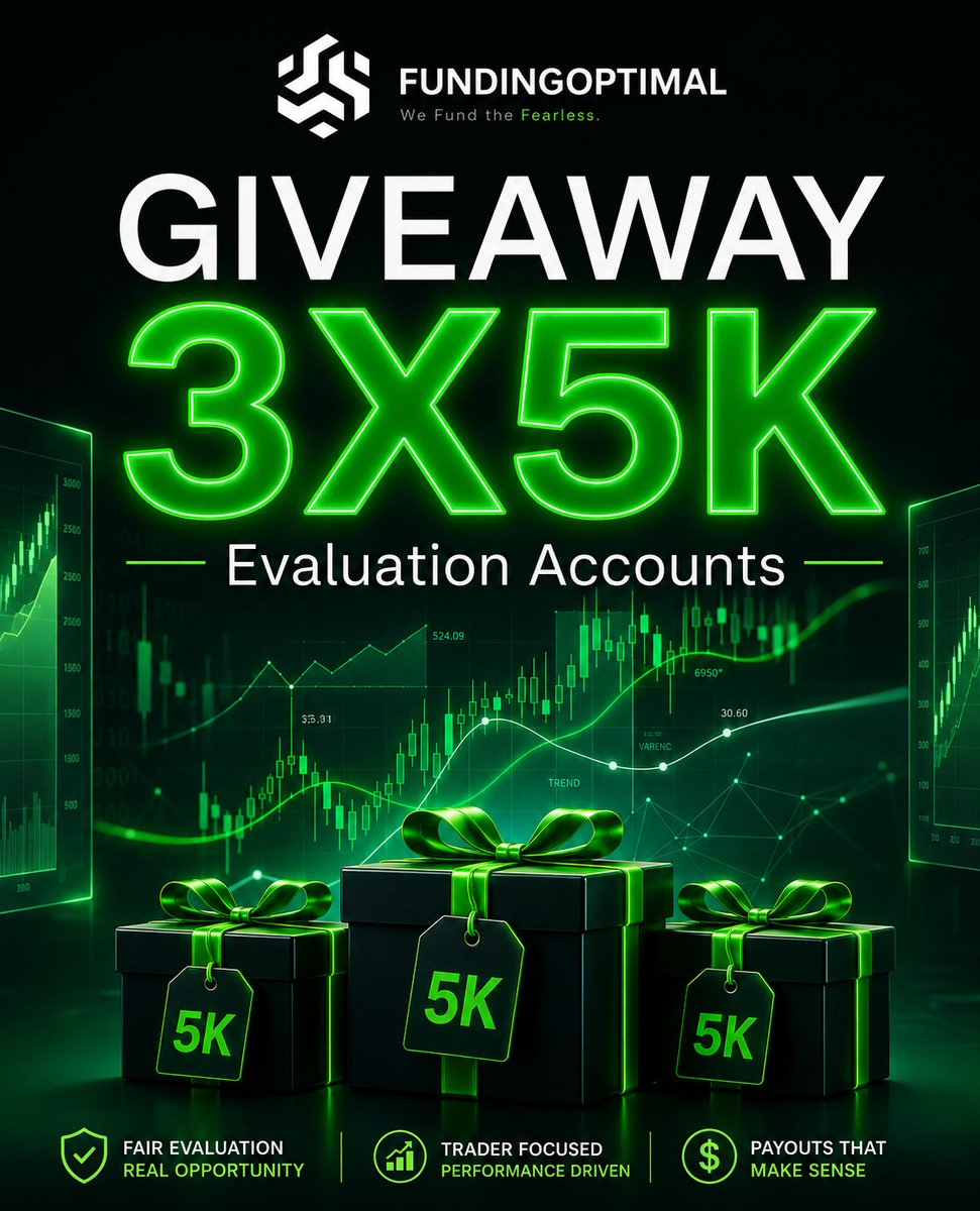 prashant_forex's tweet photo. 🎁 FUNDINGOPTIMAL GIVEAWAY 🎁

We giving away 3 × $5000 Accounts to our community.

How to enter:
✅ Follow @FundingOptimal @prashant_forex
✅ Like &amp; repost this post
✅ Tag 3 friends
✅ Join our Discord:
https://t.co/TVBXBMBf6o

📢Winners announce 2 days

Good luck to everyone🚀 https://t.co/9JSEik2HQz