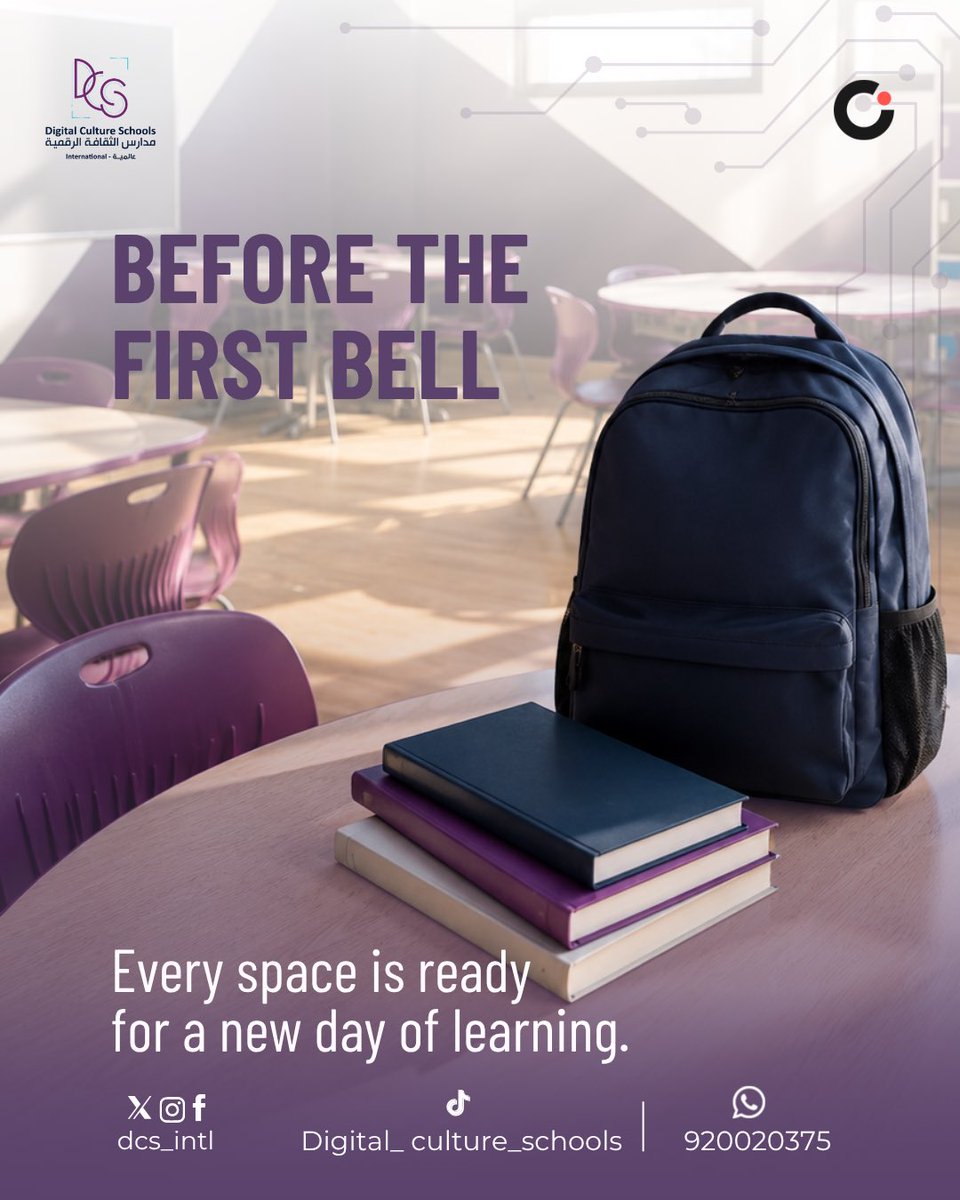 DCS_INTL's tweet photo. Every school day begins in a space designed for focus, participation, and learning.

Step into a new year at DCS.

Al Fayha Branch | Irqah Branch | Al Munsiyah Branch https://t.co/8X2maCHWSp