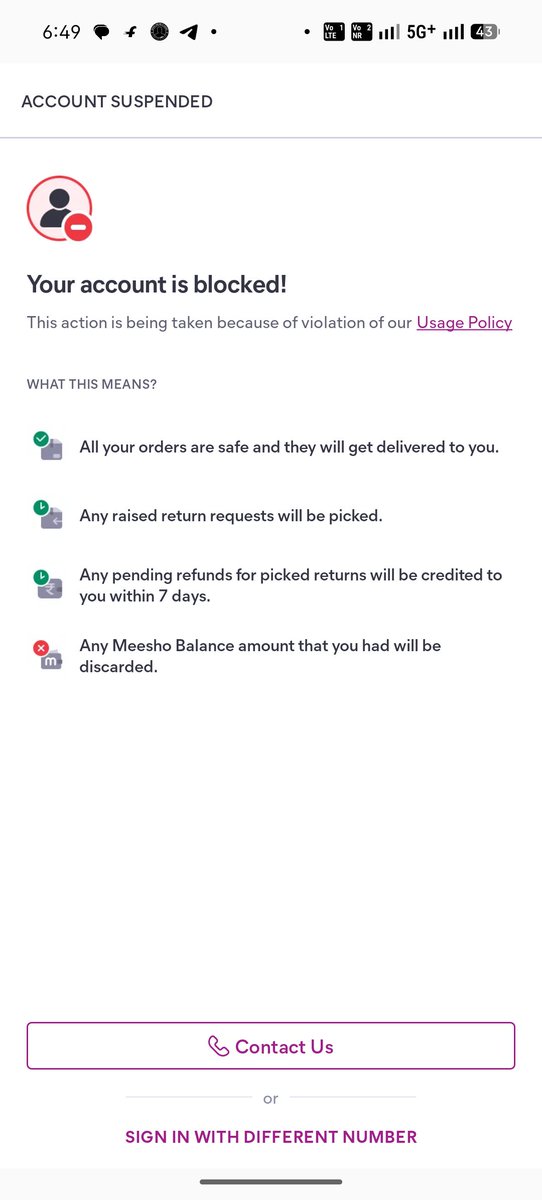 md_akbar_404's tweet photo. Dear @Meesho_Support, my account has been wrongly suspended for violating the Usage Policy. I have always used the app genuinely. Please review and unblock my account urgently.
Registered Mobile Number:9341XXXX86 https://t.co/2Xqi7rIoHu