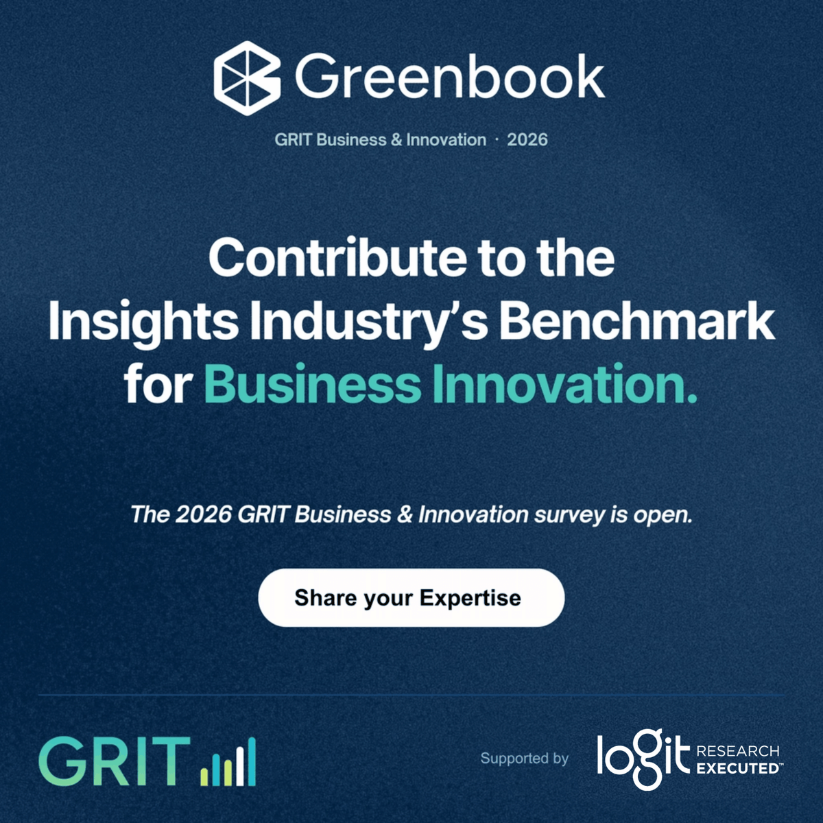 LogitGroup's tweet photo. Want to help decide which Market Research organizations are leading innovation? Take the 2026 GRIT Survey: https://t.co/TQwpzqcYpk
 
#GRIT2026 #TheLogitGroup #MarketResearch #InsightsIndustry
Survey https://t.co/YH4IwJGoWN