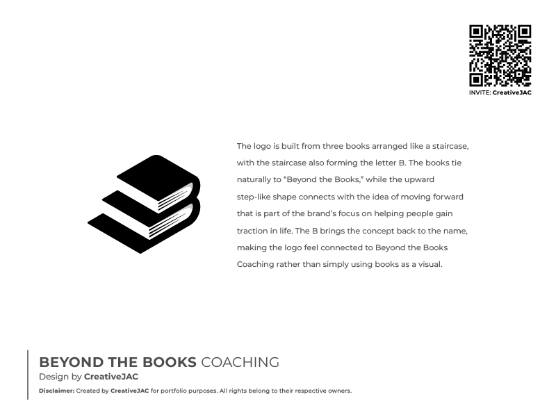 Creativejac's tweet photo. Three books. One B. An upward path
The logo connects “Beyond the Books” with the idea of moving forward and gaining traction.

Invite: https://t.co/qYx7vv5IU7

#LogoDesign #Branding https://t.co/NGFfmkt4Ri