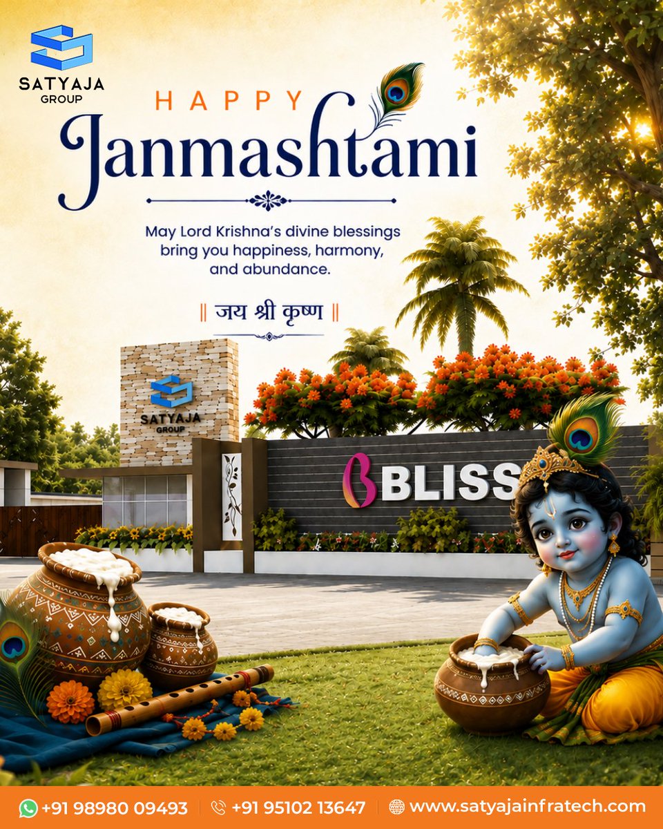 satyaja_group's tweet photo. Sweet blessings that fill every home with happiness, harmony and abundance. 

Happy Janmashtami from Satyaja Group!

जय श्री कृष्ण 🙏

📞 +91 98980 09493
🌐 https://t.co/TzS8U41w2G

#HappyJanmashtami #SatyajaGroup #JaiShreeKrishna https://t.co/BgQsF7F0jD