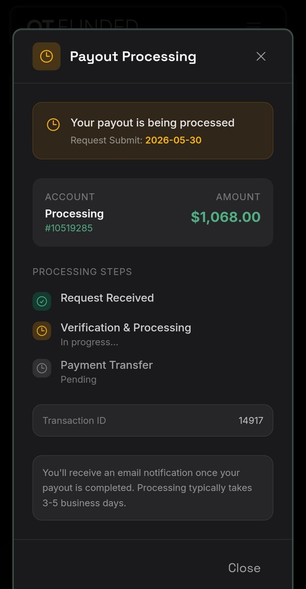 Vrije__Man's tweet photo. Specially invited to test QT 2-Step before public launch, with assurances of no payout delays
PO delayed 3 months. Risk interview scheduled 3+ months later. I passed with no rule violations
QT said they lost my data and promised a refund within 7 days. 
Now 11 day. Still nothing. https://t.co/uKGLAqmrez