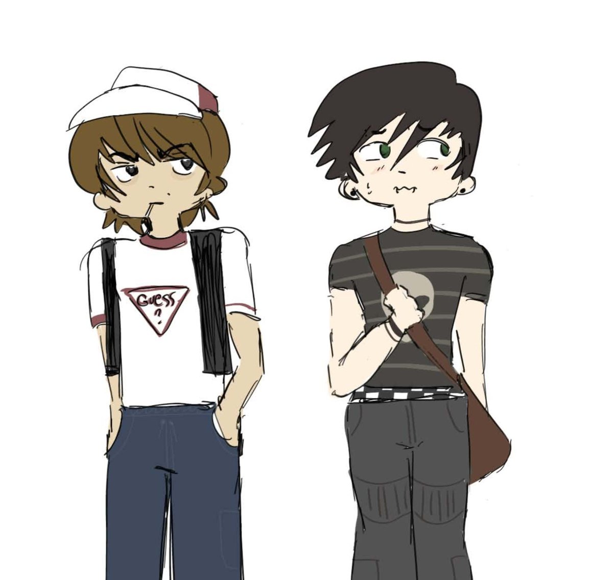 anytasja's tweet photo. I feel like emo boys and qurdi boys have a lot more in common than expected so I sketched them https://t.co/a0fvmwCsnf