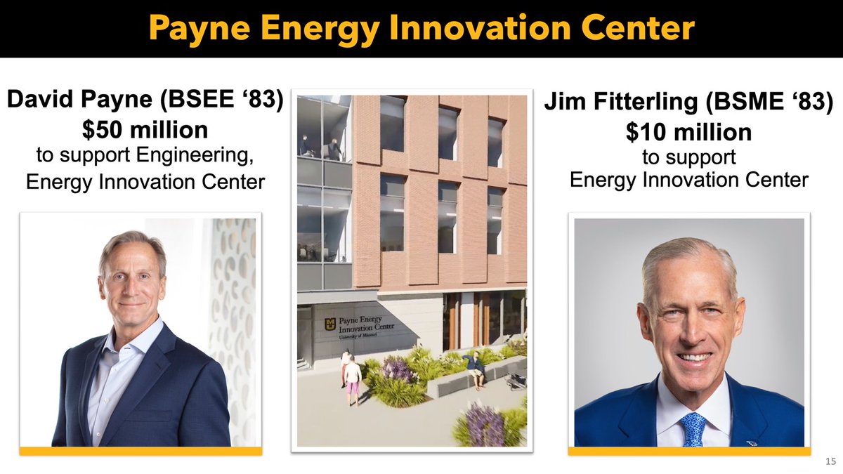 umsystem's tweet photo. President Choi shows his appreciation for transformative support for the Energy Innovation Center, provided by David Payne and Jim Fitterling. https://t.co/GbLB0H3iET