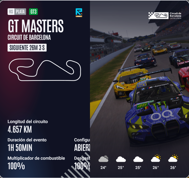 Stradi81's tweet photo. 🔴🔴 Arrancamos Directo 🔴🔴

Mañana vuelvo a @iRacing 

Hoy @LeMansUltimate GT Masters 

Sorteo Activo para Suscriptores @fanatec CSL DD QR2 Ready2Race Bundle (5 Nm)

🔴https://t.co/ADv4ux2X98
🔴https://t.co/ADv4ux2X98 https://t.co/b8msoLJevK