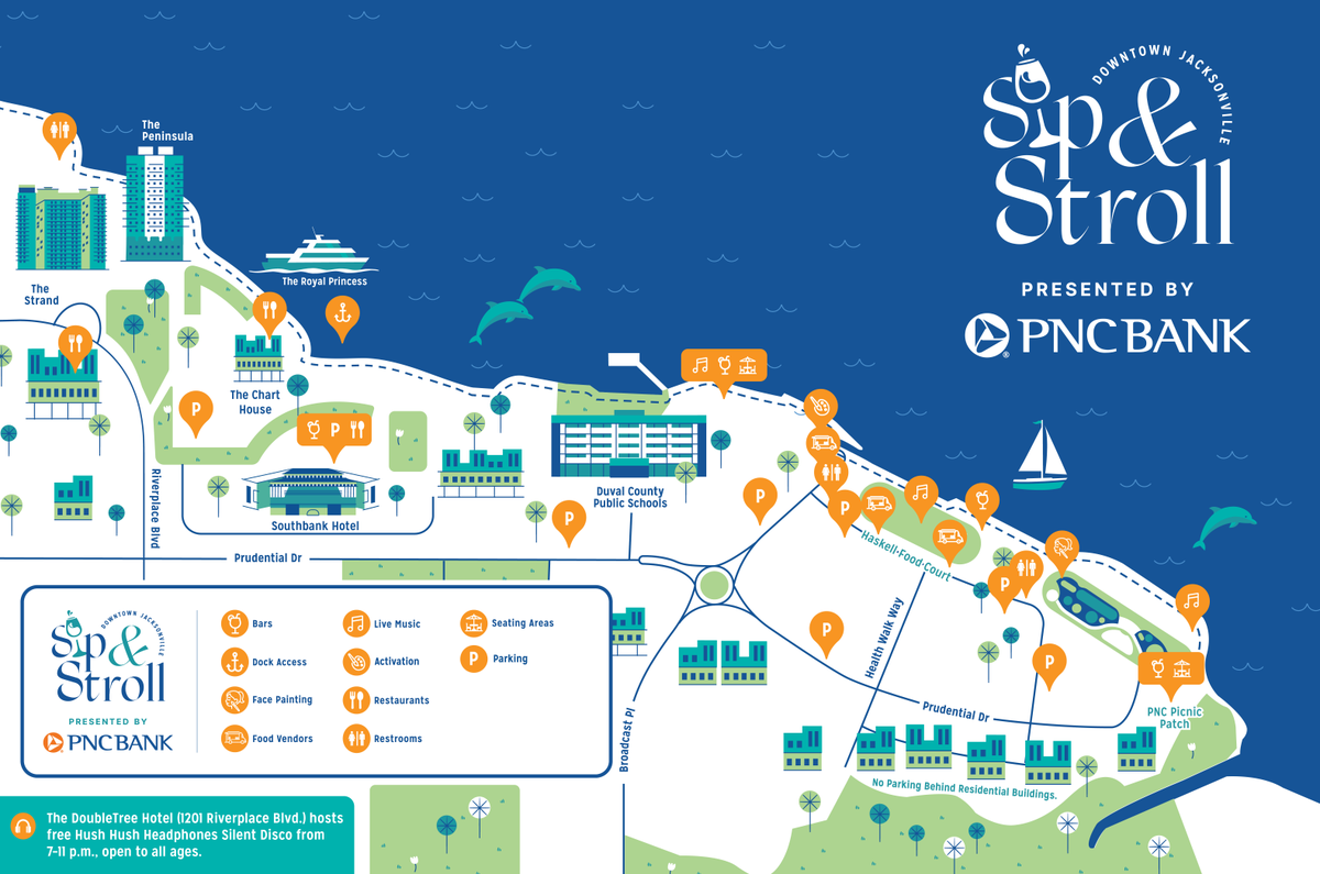 DTJax's tweet photo. Have you heard? Third Thursday Sip & Stroll Presented by @PNCBank is returning in TWO weeks on 9/17 with a celebration by Rio Latino featuring rhythm, dance and Latin flavor 🍷 🌊 

📍Heads up: While the area surrounding Friendship Fountain undergoes construction, Sip & Stroll will take place at RiversEdge -- Check out the updated footprint on the map included in this carousel for a visual.

Learn More: https://t.co/KqbVVWBeVo ⭐️

📸: Cre8Jax