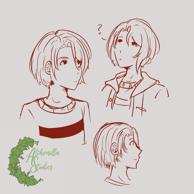 Alchemil_Studio's tweet photo. Sharing some early rough sketches of the player character, Morgan (name changeable) of our upcoming game Norvale!

We wanted a slightly androgynous look &amp; created them with a quiet, shy, overthinking type of personality. They're someone whose stress easily shows on their face lol https://t.co/qNxiESNfou
