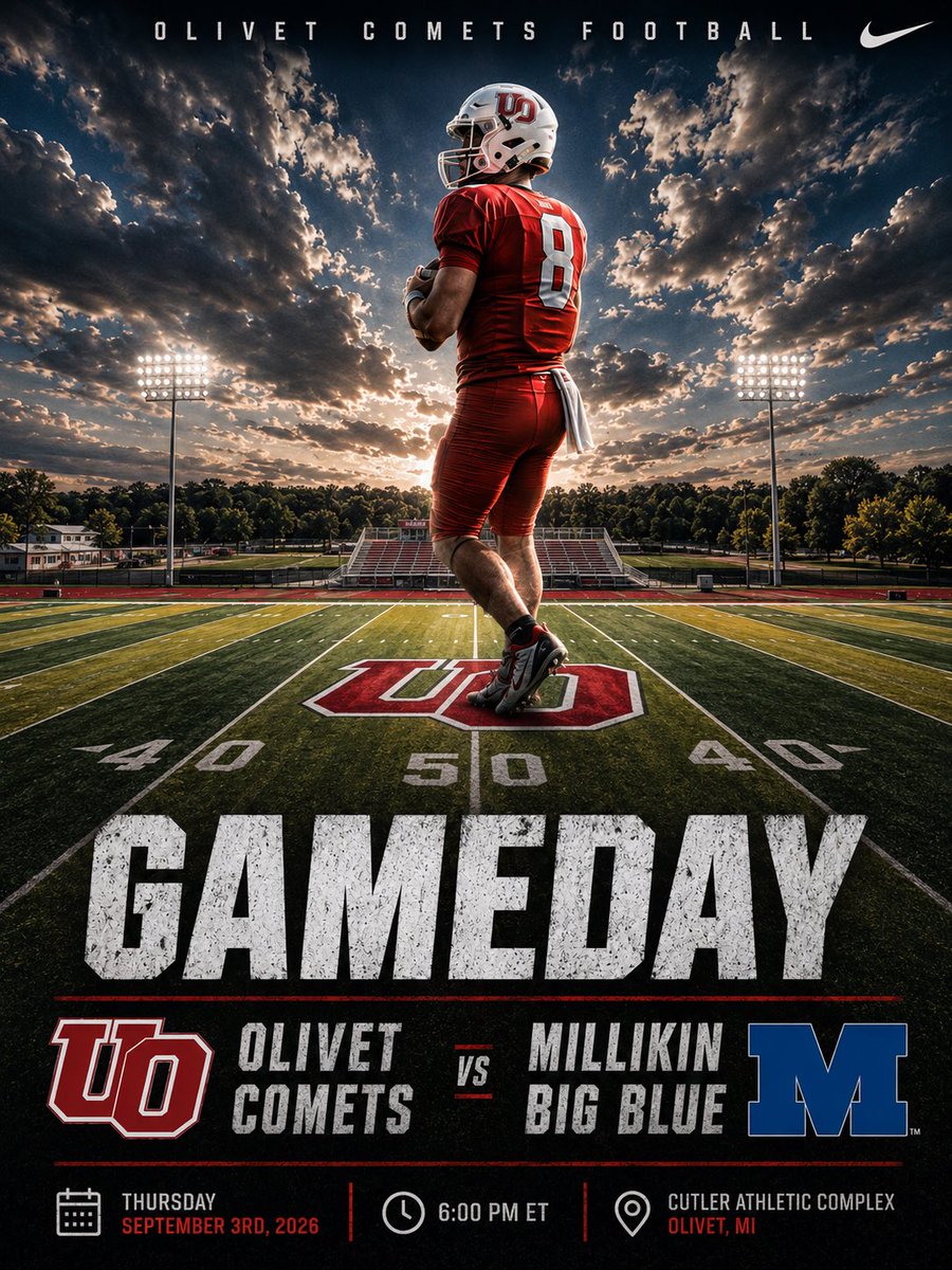 UOlivetfootball's tweet photo. Wake up it’s Gameday!!!
📺 https://t.co/dPWPfI6enr https://t.co/0nCvmjFInr
