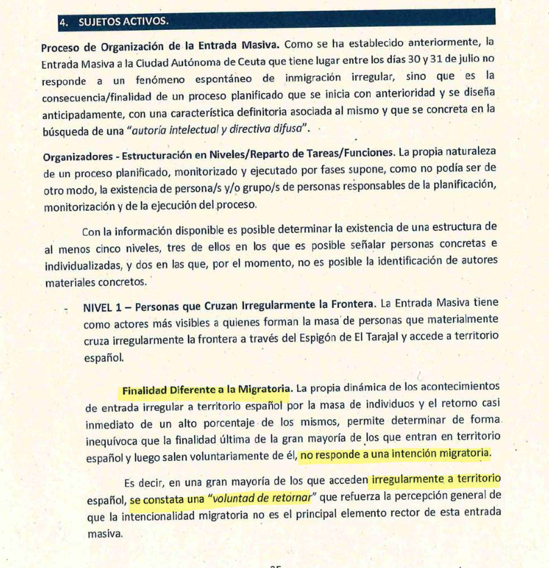 comuflauta's tweet photo. En el propio informe de la policía hay varios puntos que encajan mucho con lo que algunos hemos defendido por aquí:

1. Que no existen indicios de que esto haya sido causa de las Organizaciones Criminales.

2. Que la finalidad de este ataque ha sido otra muy diferente a la migratoria y a la búsqueda de ayuda.

3. Que Marruecos estuvo operando y ayudando a los inmigrantes, ordenando el tráfico y guiando a la mayoría de civiles.

4. Que todo lo ocurrido muestra un nivel de planificación y estrategia demasiado complicados como para hablar de un hecho viral puntual en la ciudadanía o de las organizaciones criminales.