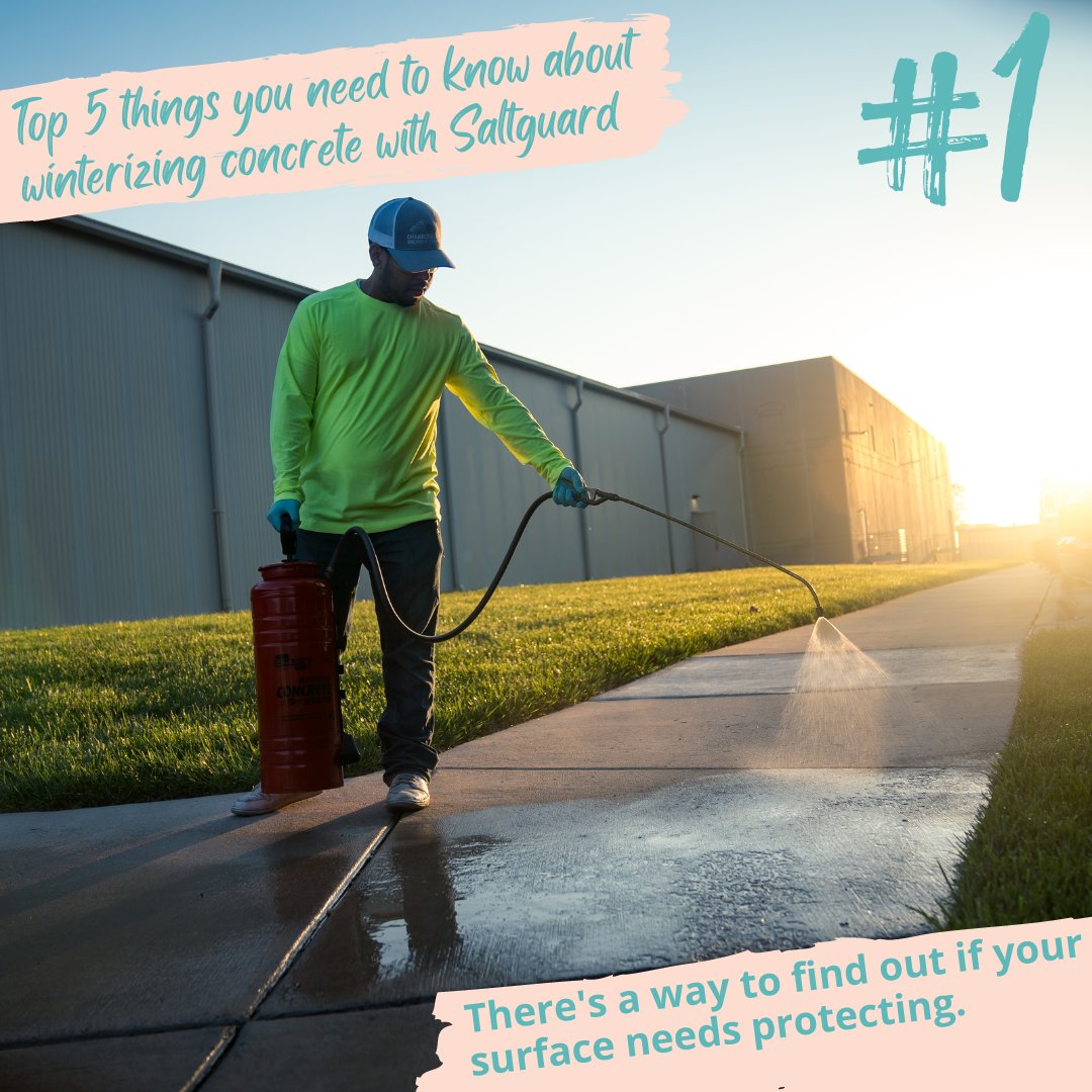 PROSOCO's tweet photo. Do you know how to tell if your surface is ready for another application of Saltguard, Saltguard WB, or Saltguard VOC? Here are the top 5 things you need to know about weatherproofing concrete (and other masonry surfaces). https://t.co/7UUty3xqL2 https://t.co/EBS2BCdtuq