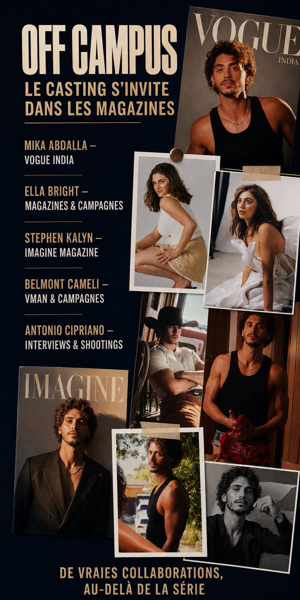 FannyArchippe's tweet photo. Le casting d’Off Campus s’impose aussi dans les magazines ✨📸 Entre couvertures, shootings et campagnes, les acteurs de la série sont partout ❤️ https://t.co/rsChgyH0SJ