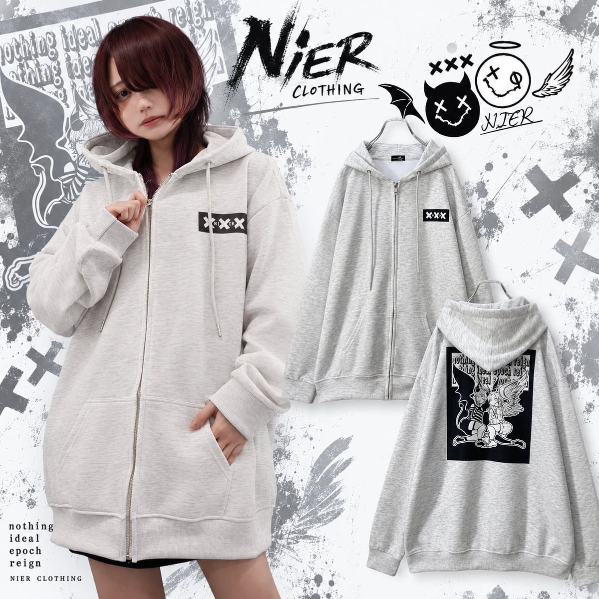 XANVALA NIX パーカー＆CDセット 新品未開封 NIER CLOTHING в X: „GRAY BIG ZIP PARKA【DEVIL×ANGEL】 ビッグ