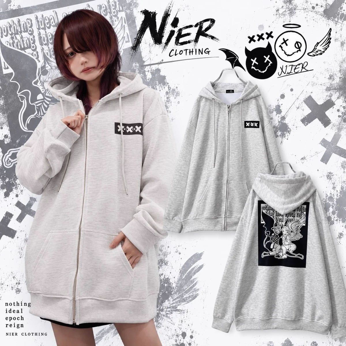 NIER CLOTHING в X: „GRAY BIG ZIP PARKA【DEVIL×ANGEL】 ビッグ