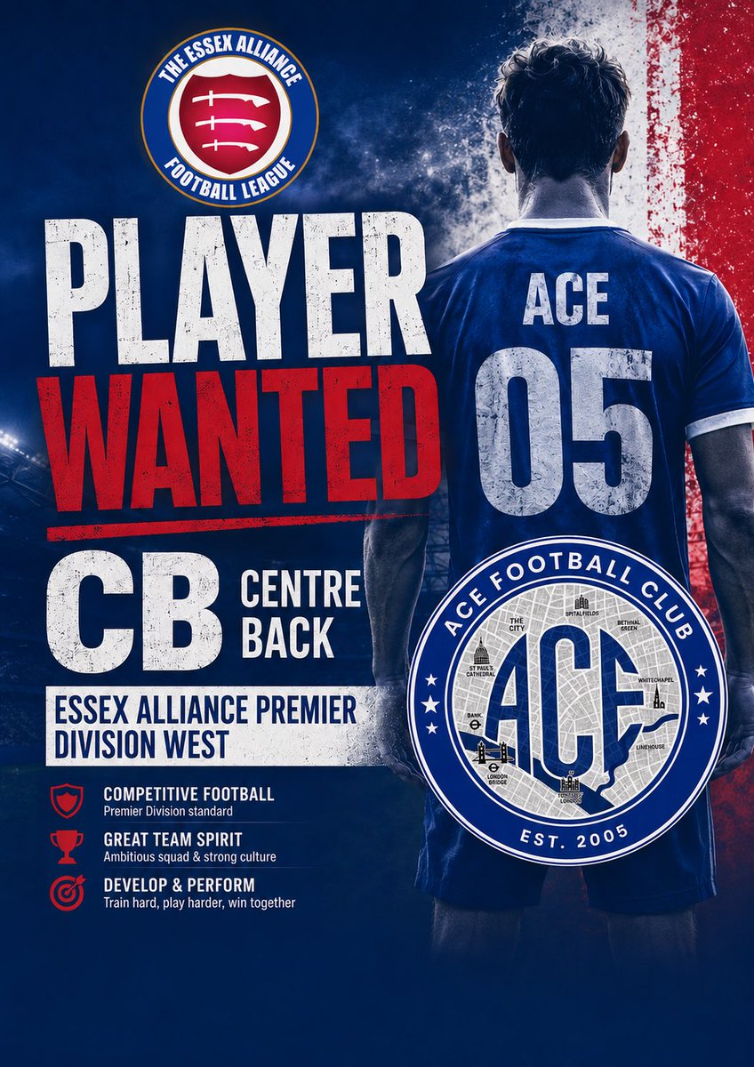ACE05FC's tweet photo. We looking for a CB who’s available and committed @FreeAgentsFC @EssexAllianceFL https://t.co/6O8dwkqFui