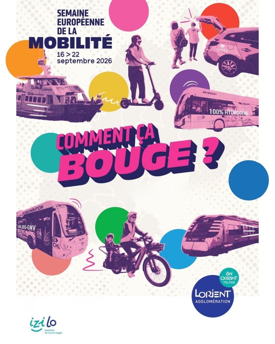 VilledeLorient's tweet photo. 🚲 Semaine de la mobilité du 16 au 22 septembre à #Lorient !
Le réseau @IZILOInfoTrafic est gratuit toute la semaine 🚌⛵ Bus, bateau, transport à la demande… L'essayer, c'est l'adopter !
➕ d'infos : https://t.co/OlaaS9IvbL https://t.co/7fcKd9c0EJ