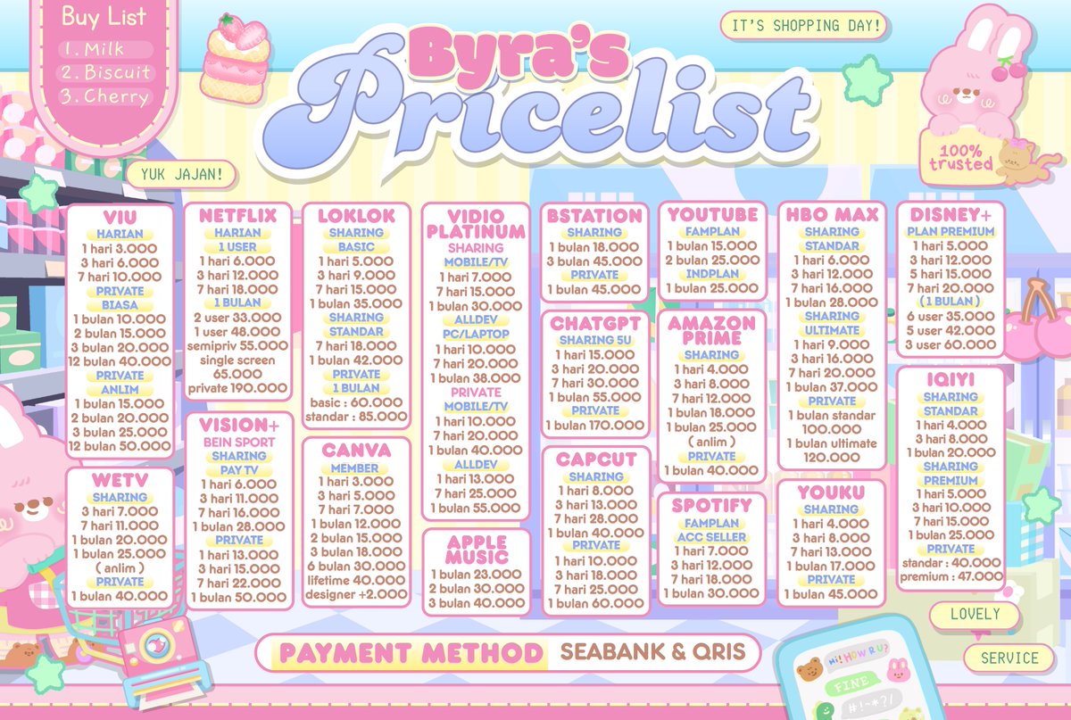 halobyra's tweet photo. yuk bes aku ready app prem n3tflix, canva, vidio, capcut dll dan topup robux vilog &amp; heartopia! proses satset dan aman legal 100% sudah ada 1k proof yang bisa kalian cek di bio ia:3 #bealanja 

💌 : https://t.co/xsIdtuPCsv https://t.co/Xzhw6ywj7x