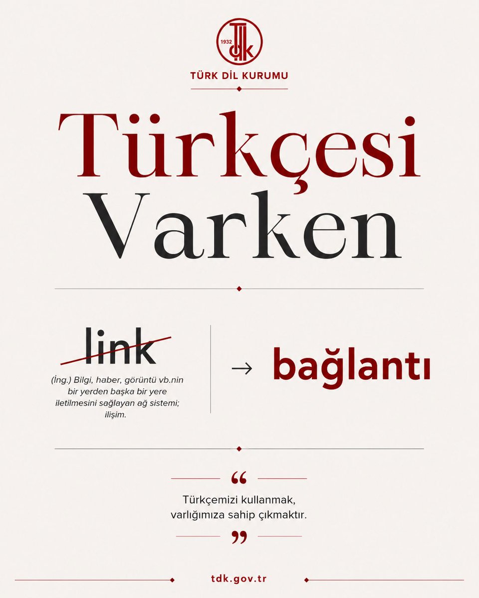 TDK_govtr's tweet photo. Türkçesi Varken! 🇹🇷

#TürkçesiVarken
#Türkçe
#TürkDilKurumu https://t.co/1FdHJqIuf7