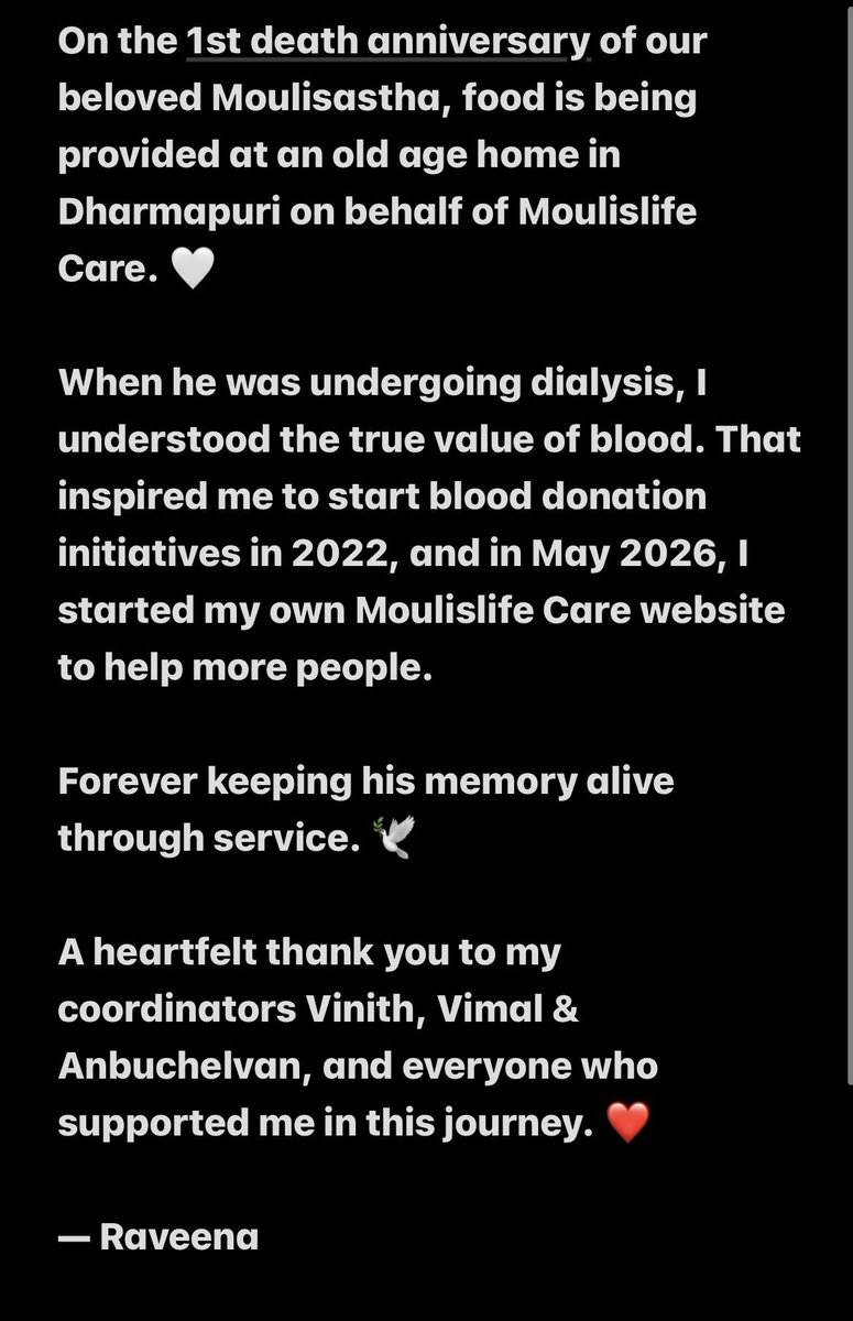 raveenahere's tweet photo. . On the occasion of the 1st death anniversary of our beloved Moulisatha, food is being provided at an old age home in Dharmapuri, on behalf of Moulislife Care.

— Raveena @moulislifecare @Kettavan_Freak @itsanbuchelvan @winsshredd https://t.co/W082wOFGfK