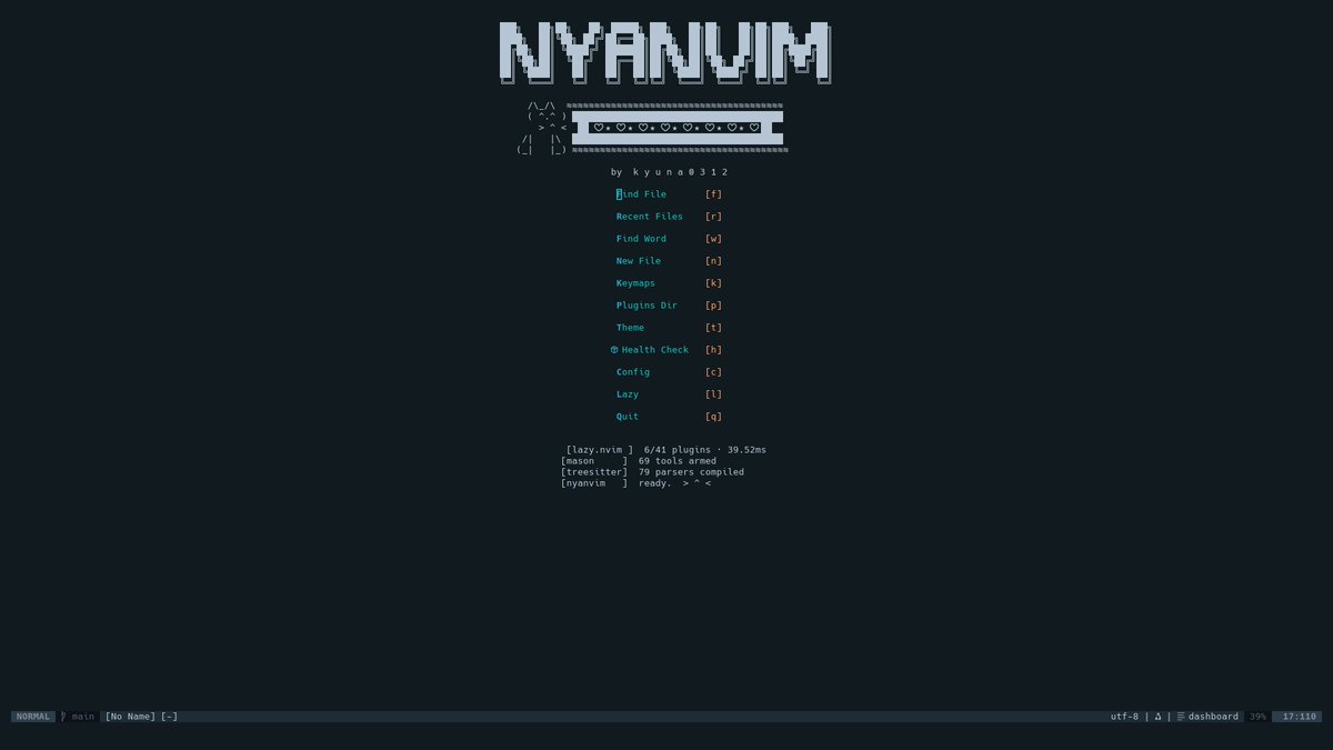 kyuna0312's tweet photo. 🐱 NyanVim

A small, fast Neovim setup you can actually understand and make your own.

⚡ ~30ms startup
🤖 Claude / OpenCode / Ollama
🌙 ~1,200 lines of Lua
https://t.co/d0vVBCNvvh
https://t.co/Q5QSUNdfj2
#neovim #opensource https://t.co/mxsD7I8kmp