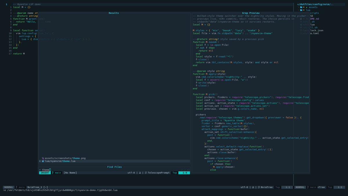 kyuna0312's tweet photo. 🐱 NyanVim

A small, fast Neovim setup you can actually understand and make your own.

⚡ ~30ms startup
🤖 Claude / OpenCode / Ollama
🌙 ~1,200 lines of Lua
https://t.co/d0vVBCNvvh
https://t.co/Q5QSUNdfj2
#neovim #opensource https://t.co/mxsD7I8kmp