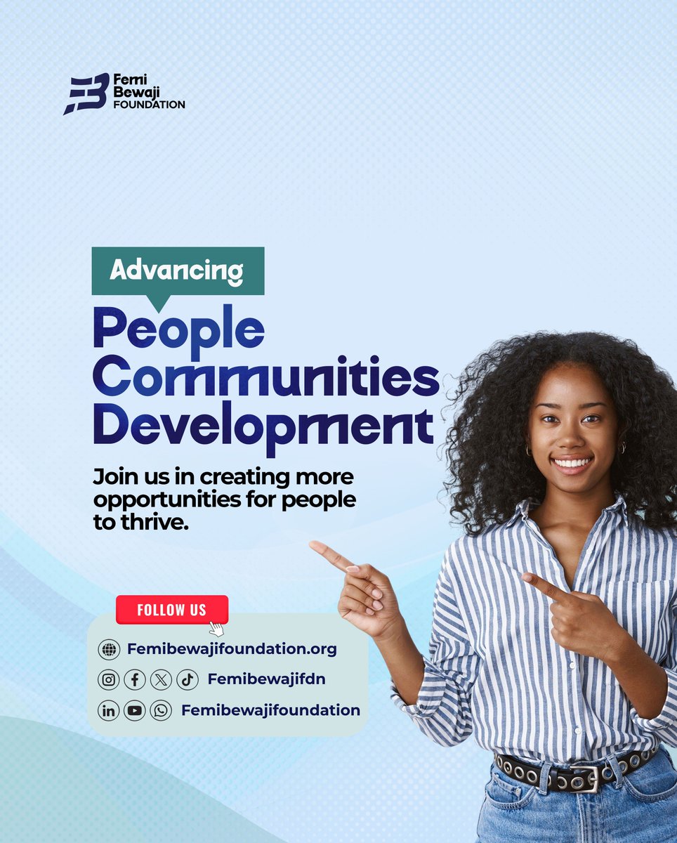 FemiBewajifdn's tweet photo. At the Femi Bewaji Foundation, we believe everyone deserves a real shot at thriving.

Through Education, Youth Development, and Women Empowerment, we are creating opportunities for people to learn, compete, grow, and build better futures

#FemiBewajiFoundation #AdvancingPeople https://t.co/H2xGY653G8