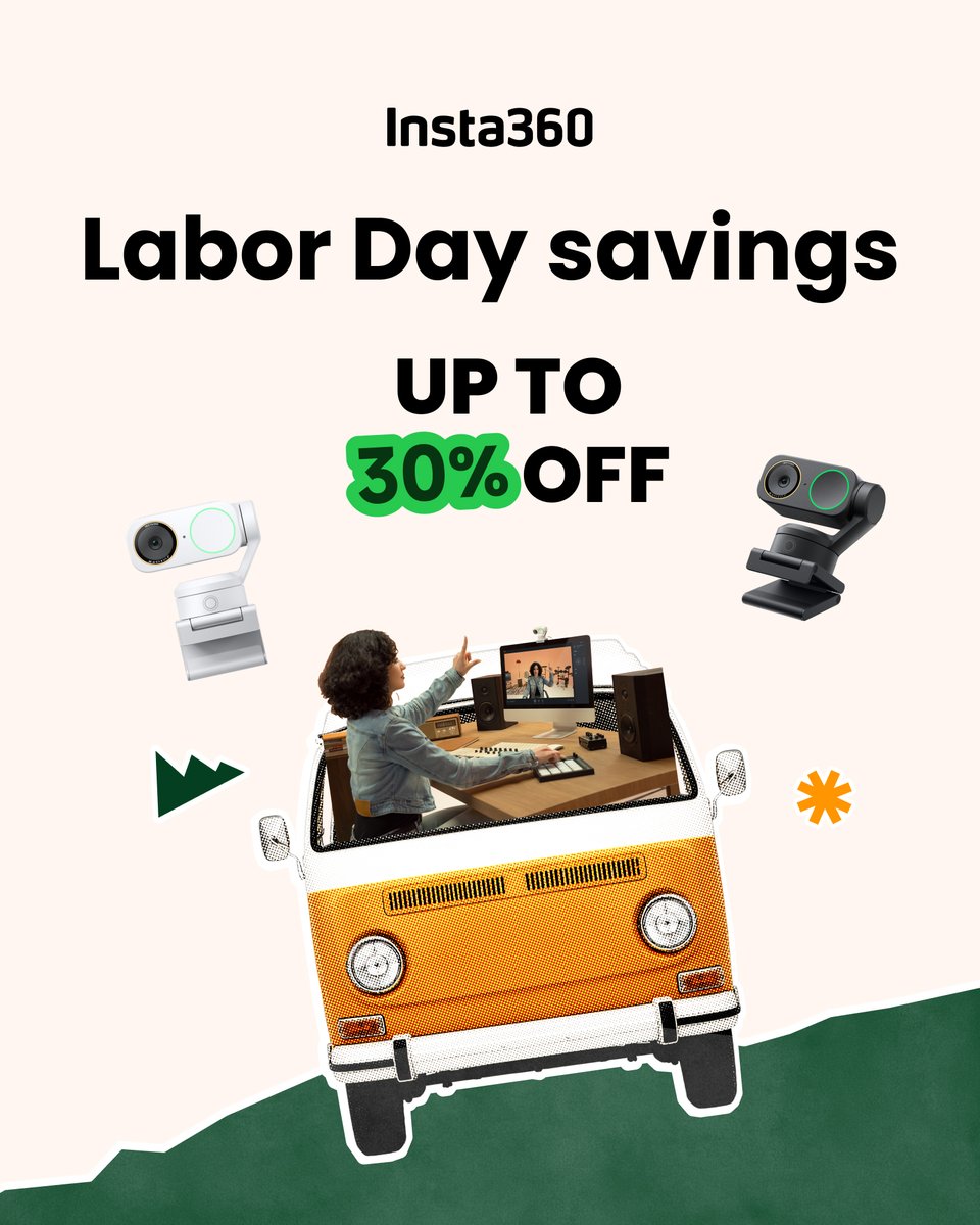 insta360vc's tweet photo. New semester? You've got this. 🍎

With Link 2 Pro's 4K AI webcam, you can:
🎥 Show every lesson in 4K clarity
📄 Share notes, whiteboards, and teaching materials clearly
🎯 Stay in frame automatically while you teach
✨ Keep class notes and summaries organized

Upgrade your setup with a smarter conferencing camera. Labor Day savings: up to 30% off.