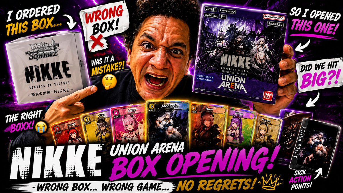 GroundFloorTCG's tweet photo. I ordered a Weiss Schwarz NIKKE booster box…

The seller sent me UNION ARENA NIKKE instead. 🤦🏽‍♂️😂

At that point I had two choices:

1️⃣ Send it back
2️⃣ Rip it open and see what happens 👀🔥

You already know what I chose. https://t.co/cne10UqEL7
