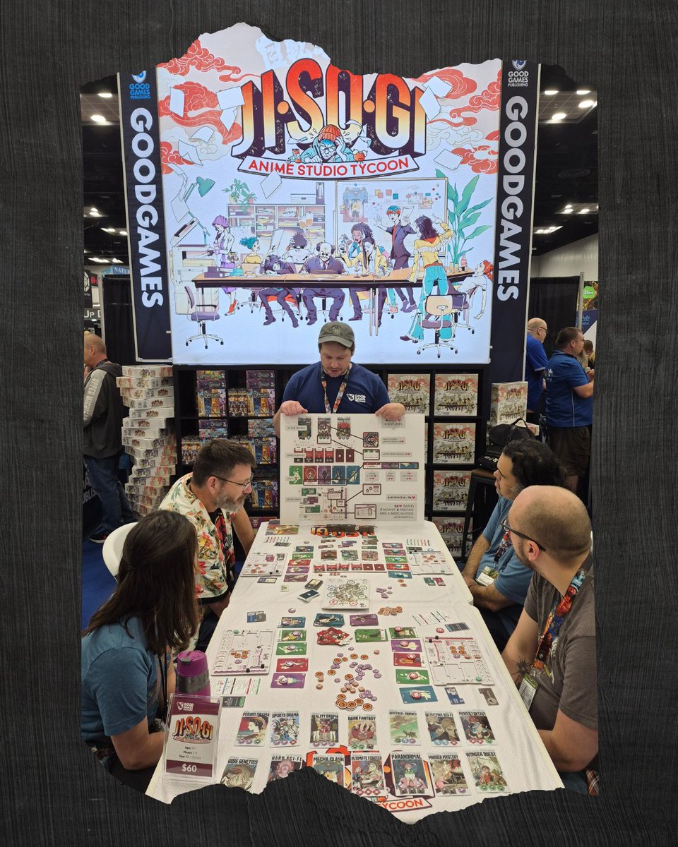 esper_bdg's tweet photo. 先月、全米最大のゲームイベント「Gen Con」に『JISOGI 1.5』が出展されました！現地は凄まじい熱気に包まれており、今もその余韻が残っています🔥

英語版の共同出版パートナーである「Good Games Publishing」のブースにて、大規模なプロモーションを実施！当日の熱気あふれる会場の様子をぜひ写真でご覧ください！

今後の出展予定イベント：
- ゲームマーケット（日本） 
- Spiel Essen（ドイツ） 
- PAX Unplugged（アメリカ）

#ボドゲ　#海外イベント　#gencon