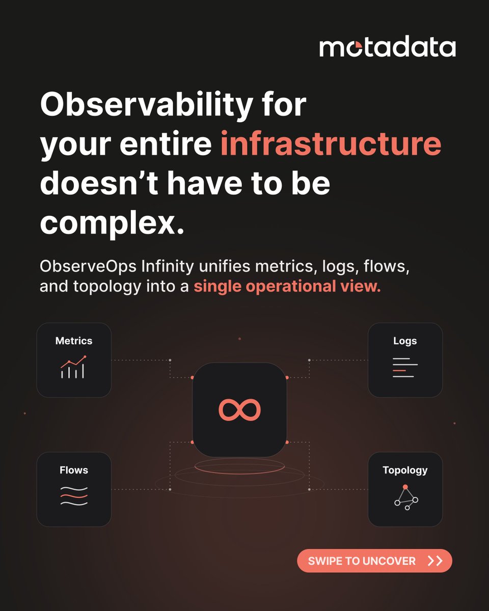 MotadataSystems's tweet photo. Metrics say the host is fine. Logs say something failed. Flows say the path changed. Topology would explain why, if anyone had time to open it.
ObserveOps Infinity puts all four in one operational view.
https://t.co/3QKnYAnqYS
#Observability #ITOperations https://t.co/TSwtH4M58e