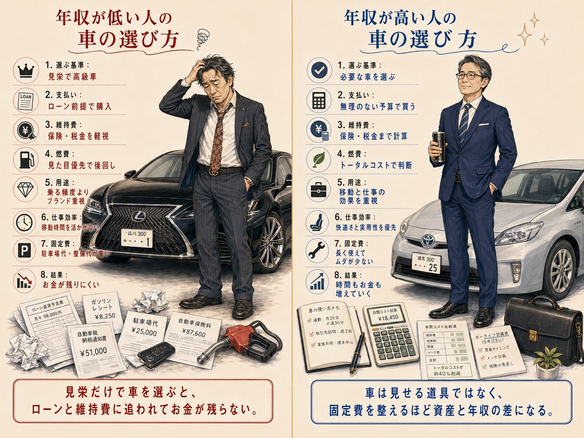 terry_exchange's tweet photo. 年収の高さは
車の選び方にモロに出ます https://t.co/aQbJwwKXET