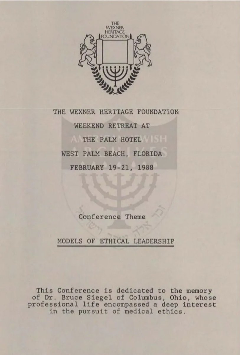 GeorgeBTonks's tweet photo. ‼️Benjamin Netanyahu & Leslie Wexner 

Before AIPAC began slithering its way through local, state, and federal elections, including every judicial branch, there was the Wexner Heritage Foundation/Wexner Foundation. The two organizations share substantial overlap in alumni, donors, and board-level personnel.​​​​​​​​​​​​​​​​​​​​​​​​​​​​​​​​​​​​​​​​​​​​​​​​​​

Leslie Wexner and Benjamin Netanyahu have worked together for decades. During the early 1980s, Chicago synagogues were used as secret meeting places for Israeli officials.

In February 1988, Jeffrey Epstein began managing the personal and business finances of Leslie Wexner.

That same month, the Wexner Heritage Foundation held a national fundraising retreat for donors in Palm Beach, Florida, titled “Models of Ethical Leadership.”

The keynote speaker at the retreat was BENJAMIN NETANYAHU.